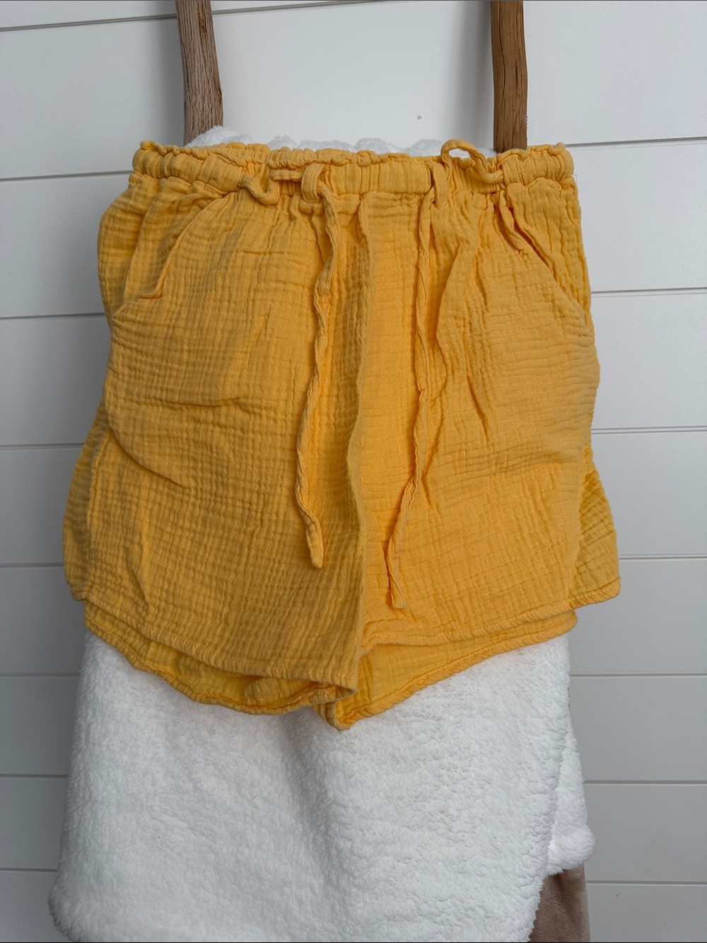 Indigo Rein Yellow Crinkle Drawstring Athletic Shorts